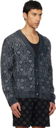 Casablanca Gray Fluffy Monogram Cardigan