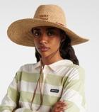 Miu Miu Leather-trimmed raffia sun hat