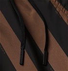 Fendi - Slim-Fit Mid-Length Logo-Print Striped Swim Shorts - Brown