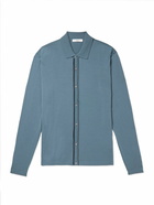 Mr P. - Contrast-Tipped Wool Cardigan - Blue