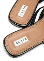 Alaïa Infradito Mesh and Patent Leather Mules Black