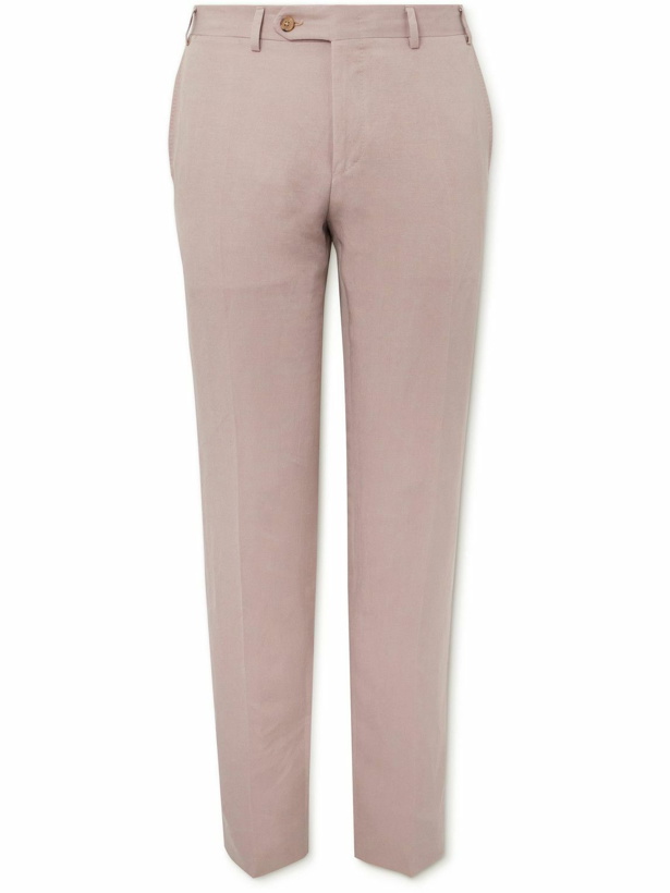 Photo: Canali - Straight-Leg Linen and Silk-Blend Suit Trousers - Pink