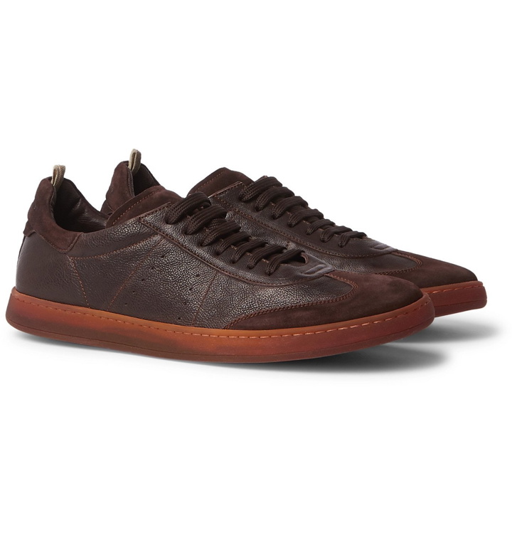 Photo: Officine Creative - Kombo Nubuck-Trimmed Leather Sneakers - Brown
