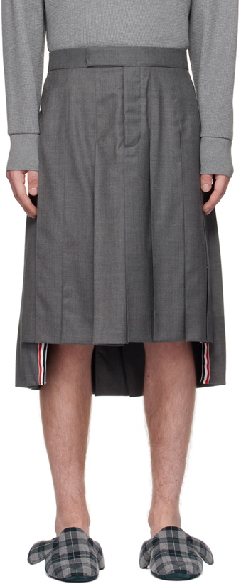 Photo: Thom Browne Gray Super 120s Pleated Skirt
