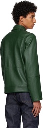 Paul Smith Green Slim-Fit Leather Jacket