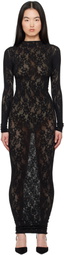 SKIMS Black Knit Lace Turtleneck Maxi Dress