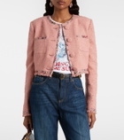 Dolce&Gabbana Floral cropped cotton-blend tweed jacket