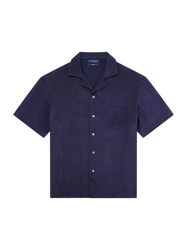 Photo: Thom Sweeney - Camp-Collar Silk Shirt - Blue
