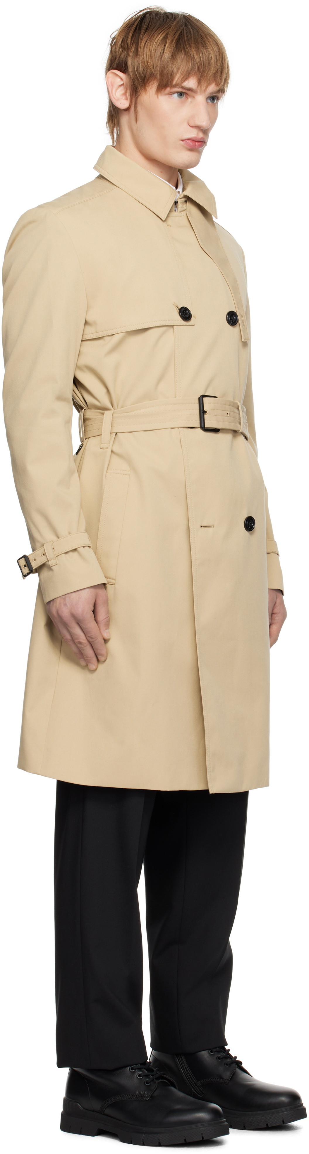 Hugo Beige Double-Breasted Trench Coat