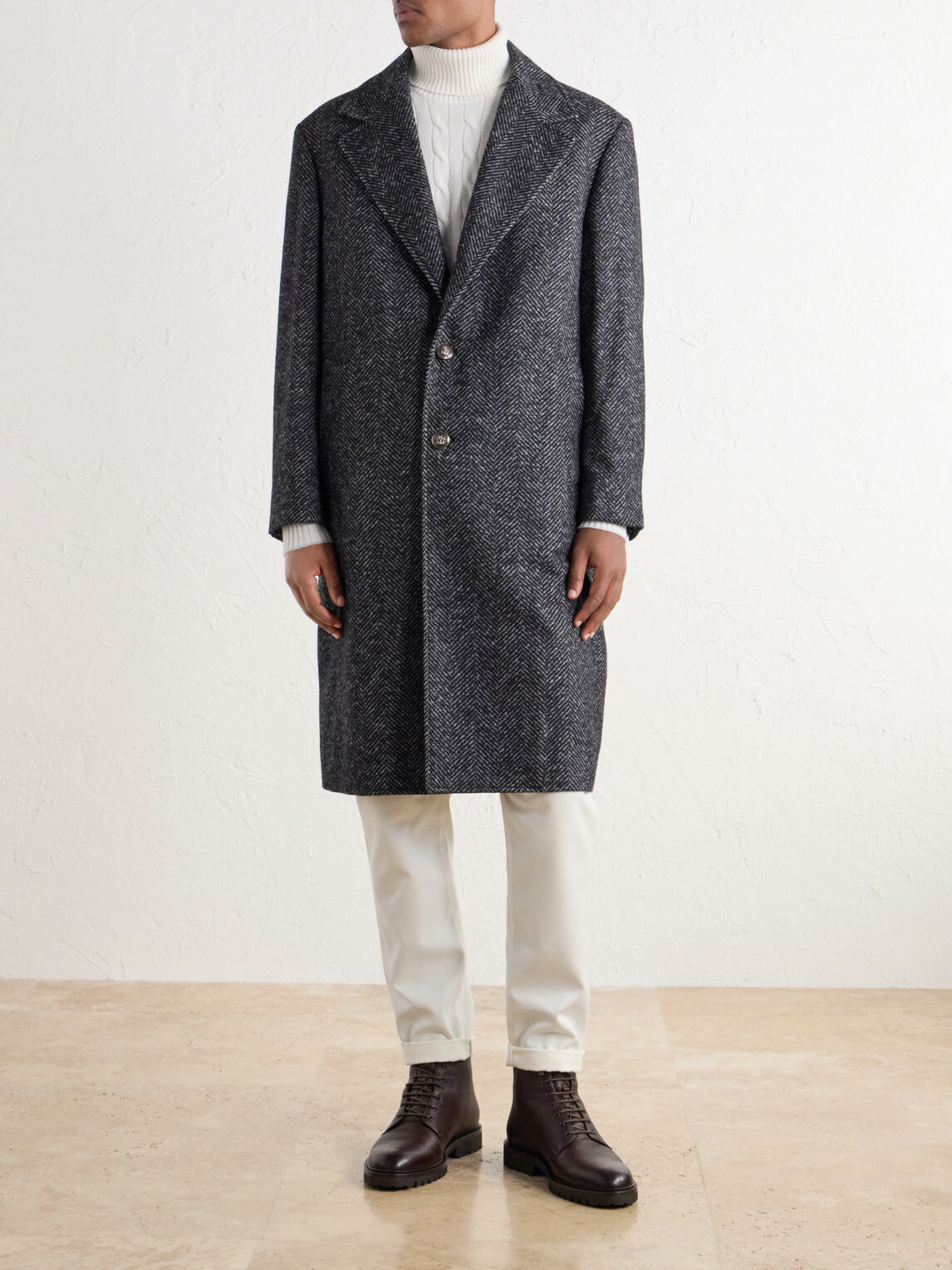 Brunello Cucinelli - Herringbone Twill Coat - Gray