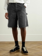 Maison Margiela - Straight-Leg Panelled Frayed Cotton-Canvas Shorts - Black