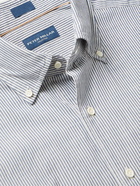 PETER MILLAR - Button-Down Collar Striped Cotton-Blend Shirt - Blue