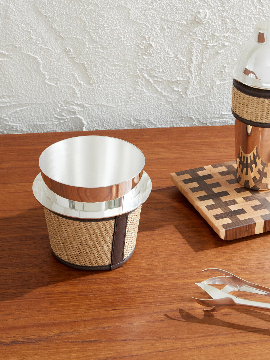 Brunello Cucinelli - Steel, Raffia and Leather Ice Bucket