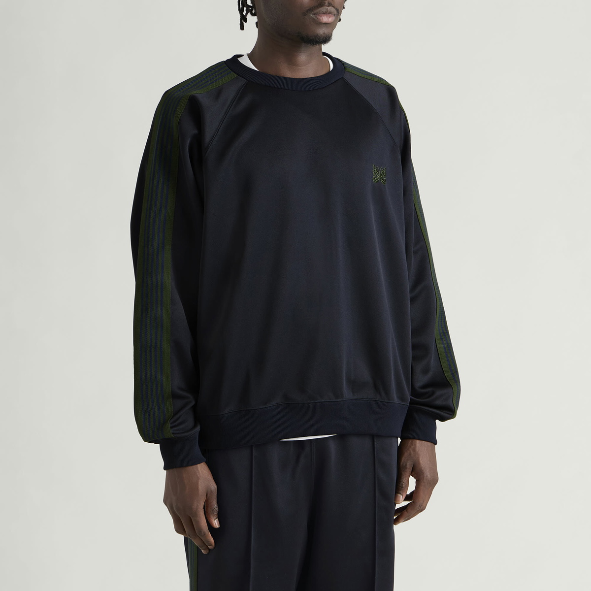 Needles Men's Poly Smooth Crew Neck Sweatshirt in Navy