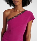 Roland Mouret Caped embellished satin crêpe gown