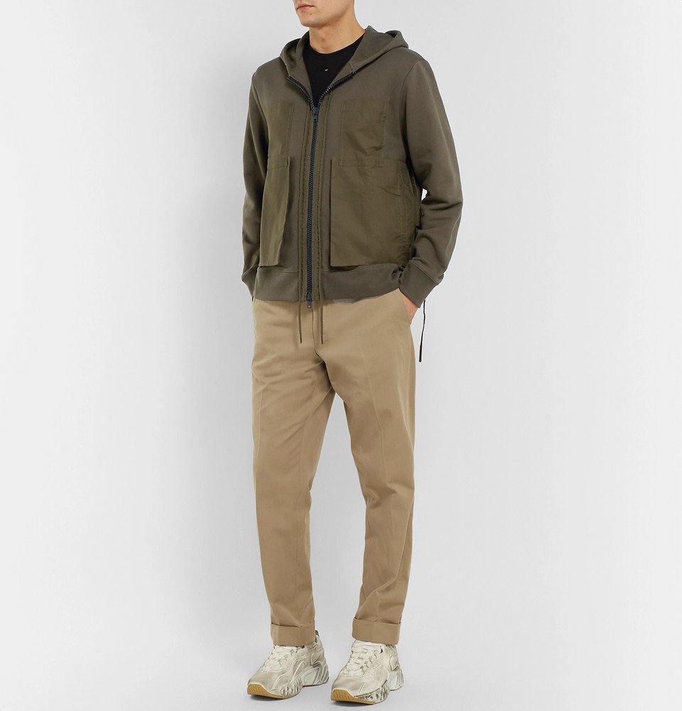 Craig Green - Poplin-Panelled Cotton-Blend Jersey Zip-Up Hoodie - Men - Green