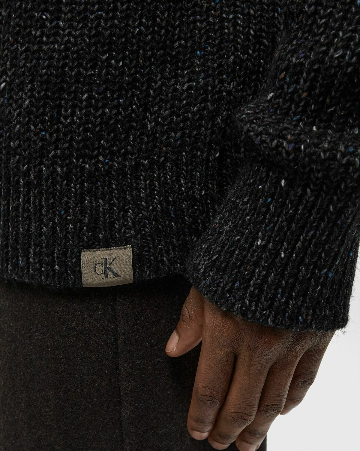 Calvin Klein Jeans LS NOVELTY YARN RAGLAN CREWNK SWEATER Black Mens Pullover