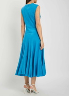 Tory Burch Flared Cotton and Silk-blend Midi Dress Bright Blue