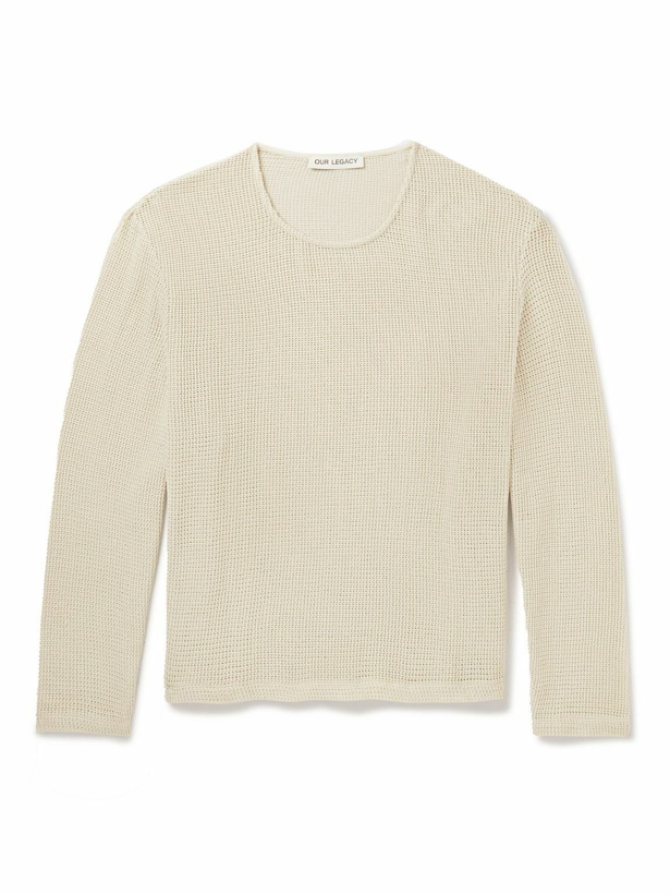 Photo: Our Legacy - Double Lock Stretch-Cotton Mesh Sweater - Neutrals