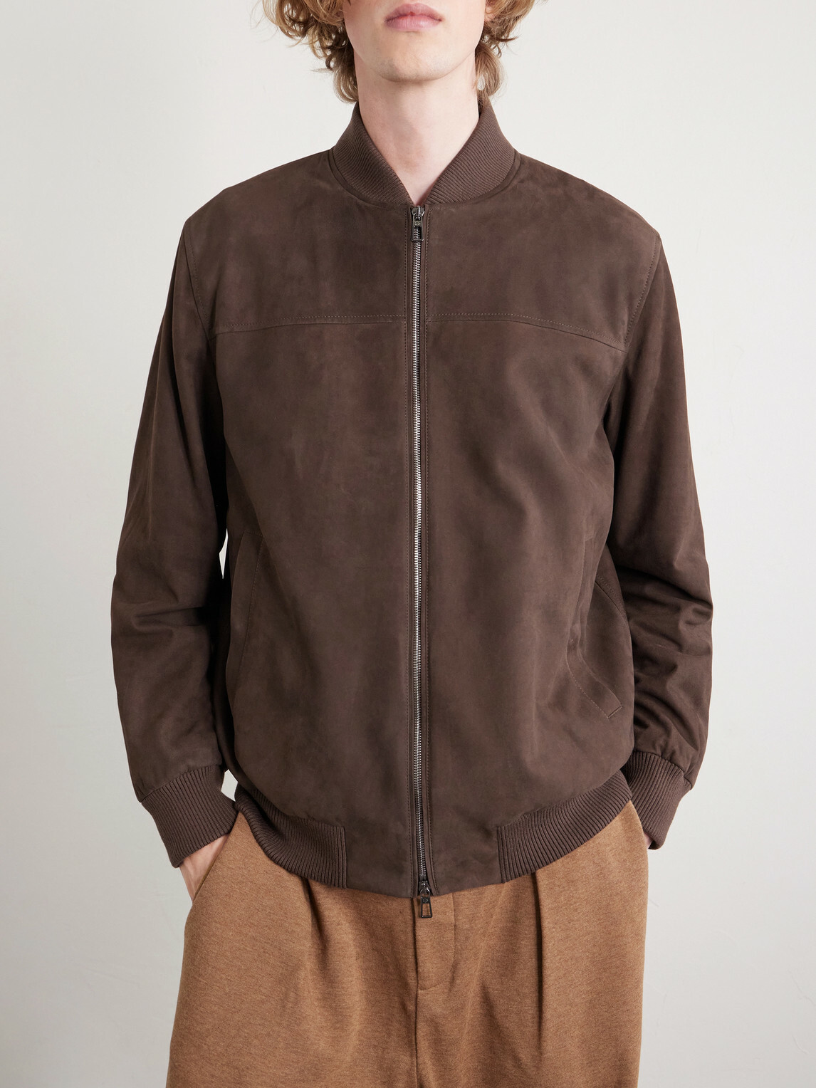 Loro Piana - Ivy Padded Suede Bomber Jacket - Brown