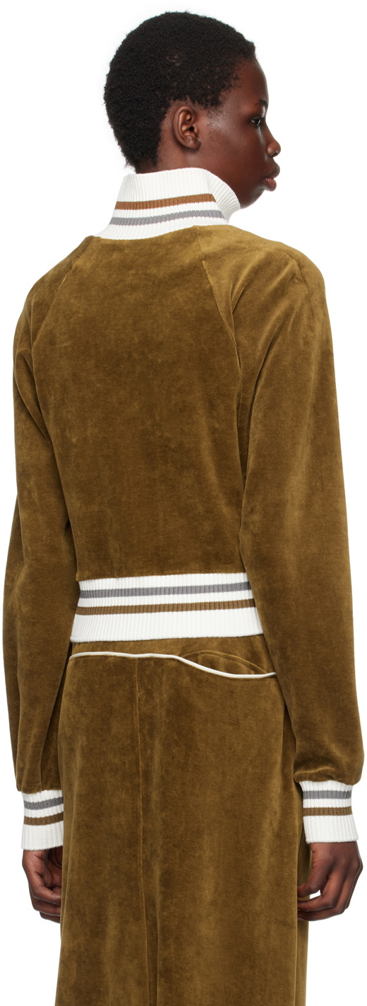 Kijun Brown Embroidered-Logo Track Jacket