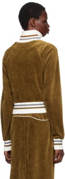 Kijun Brown Embroidered-Logo Track Jacket