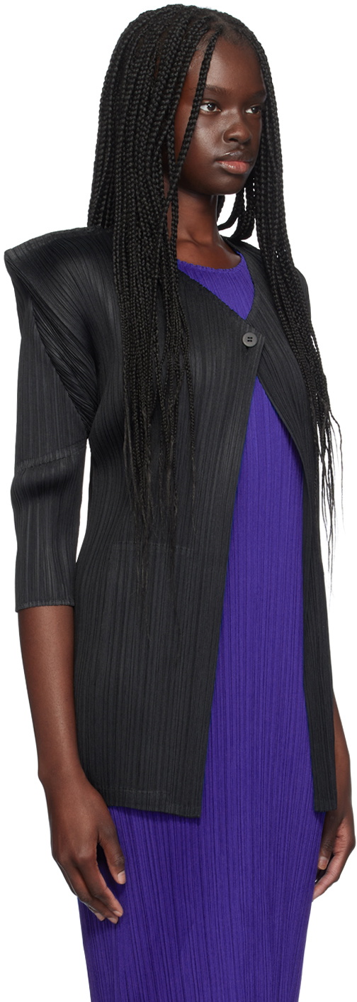PLEATS PLEASE ISSEY MIYAKE Black Monthly Colors July Cardigan 