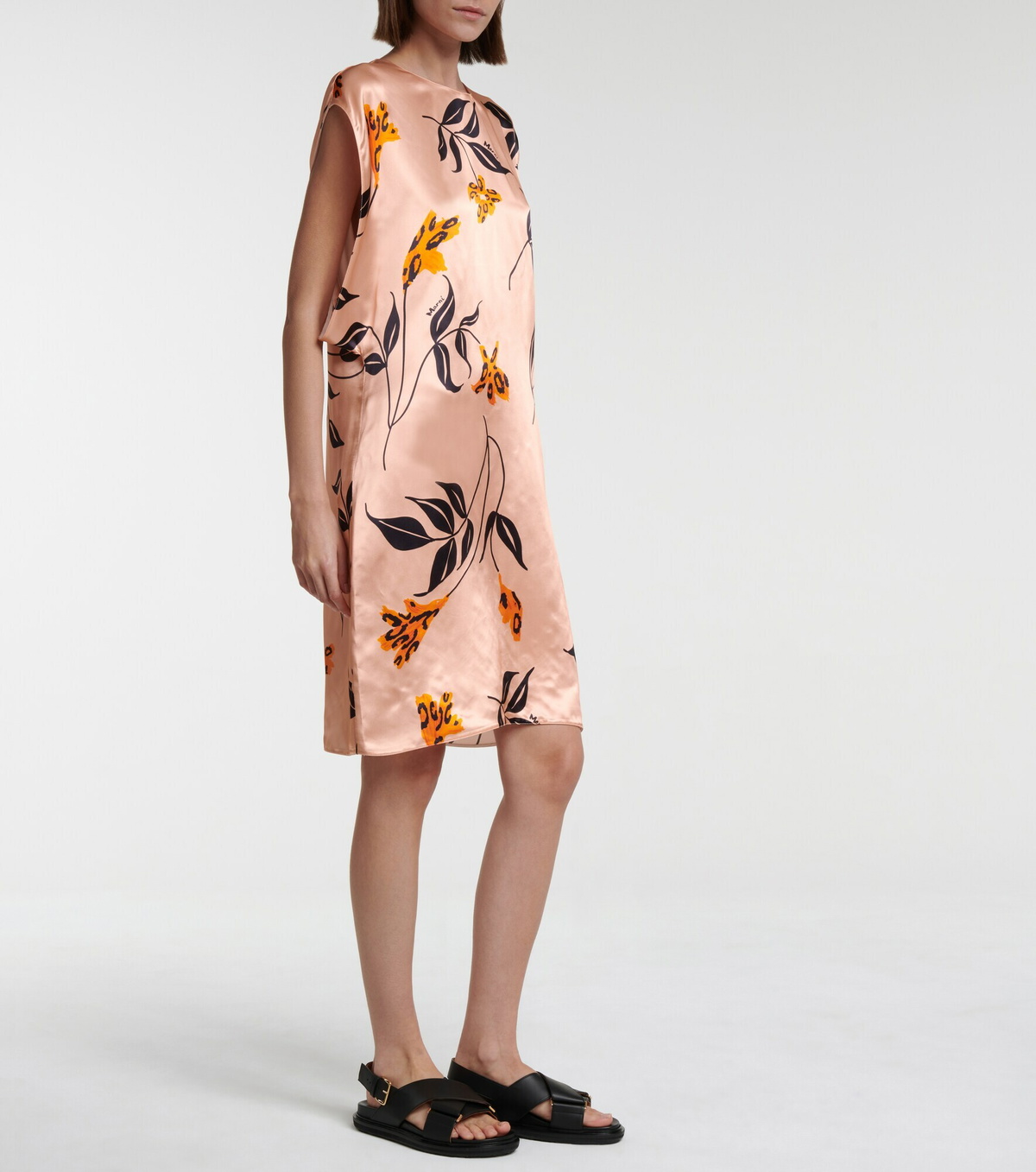 knee length dresses for ladies MARNI Size 2 Euphoria Black White Yellow Poplin Floral Pockets Belted – Sui  Generis Designer Consignment main image 0