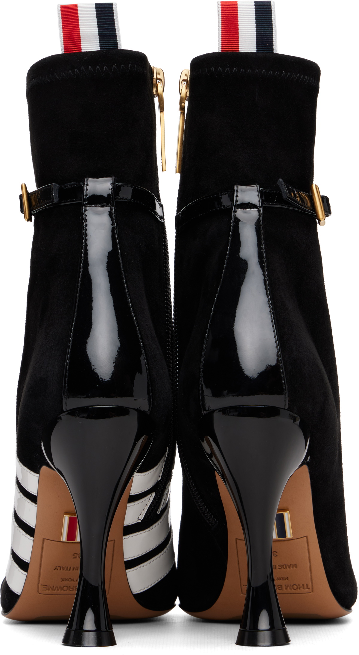 Thom Browne Black Soft Suede Trompe L'Oeil 4-Bar 105 Ankle Boots