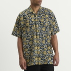 Beams Plus Men's Block Print Open collar Shirt in Blue
