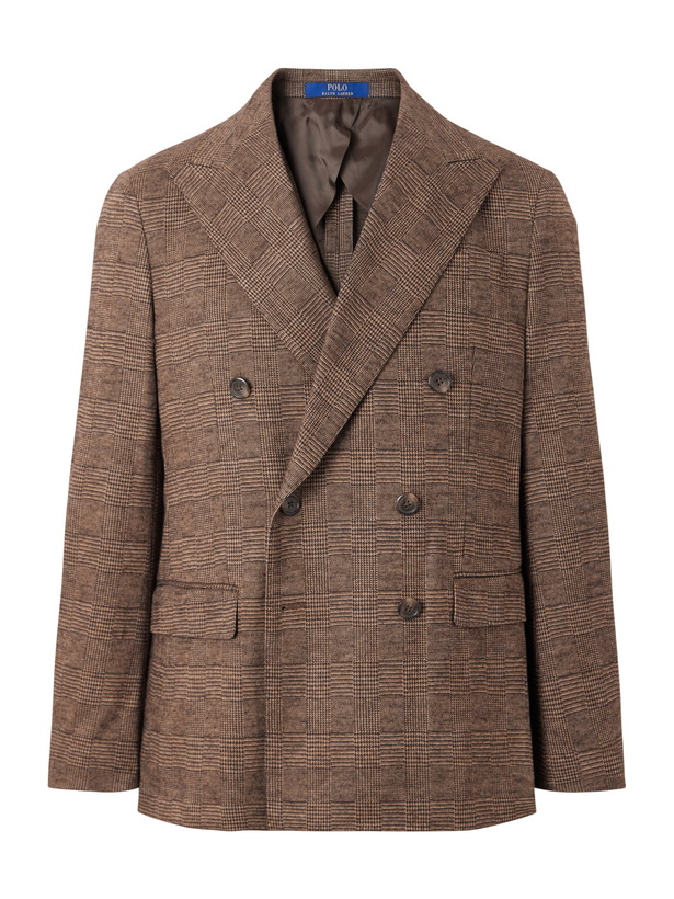 Photo: Polo Ralph Lauren - Double-Breasted Prince of Wales Blazer - Brown