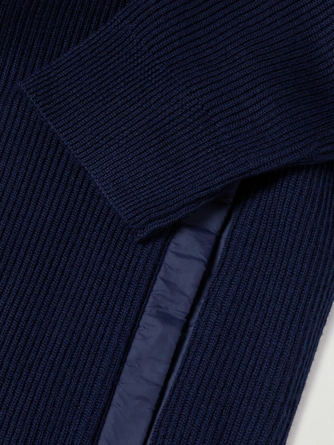 Peter Millar - Holdridge Hybrid Slim-Fit Nylon-Trimmed Ribbed Wool Hooded Jacket - Blue