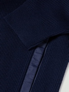 Peter Millar - Holdridge Hybrid Slim-Fit Nylon-Trimmed Ribbed Wool Hooded Jacket - Blue