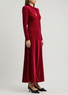 Ganni Velvet Maxi Dress Red