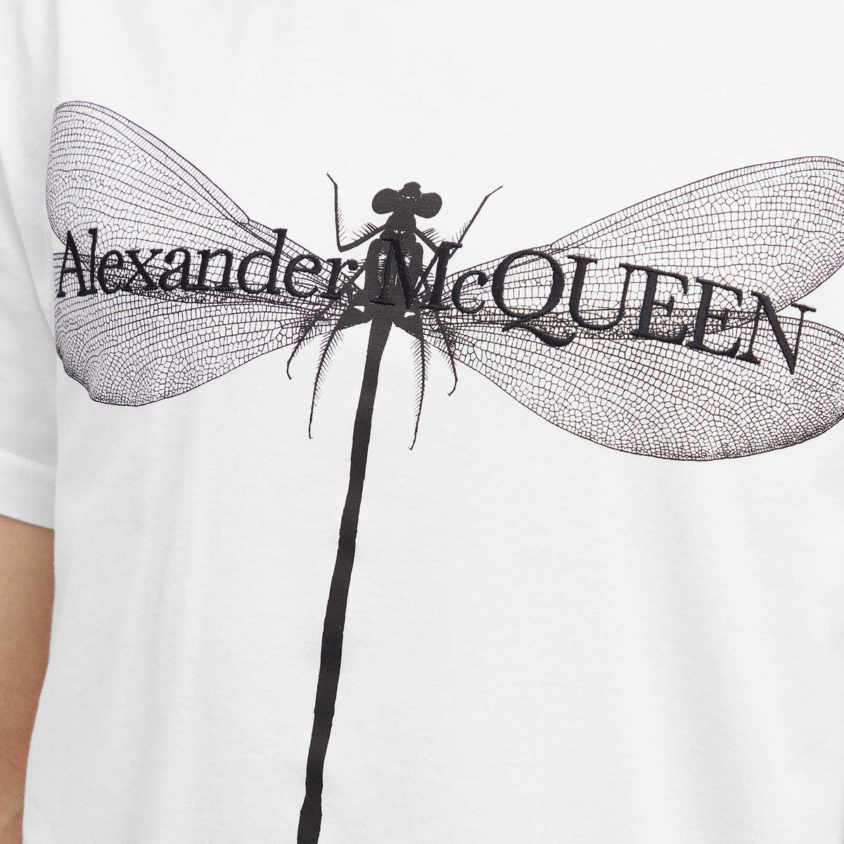 Alexander McQueen Men's Dragonfly Print T-Shirt in White/Black