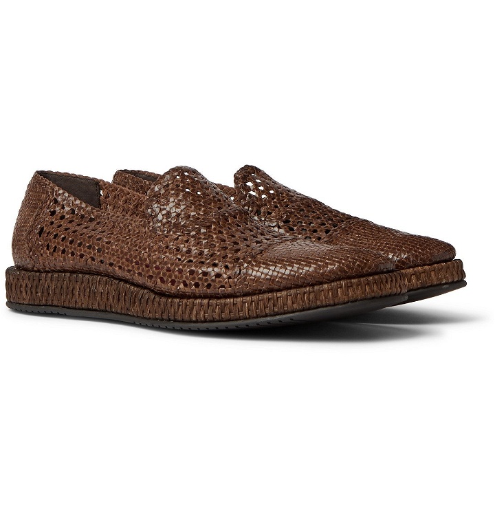 Photo: Dolce & Gabbana - Woven Leather Loafers - Brown