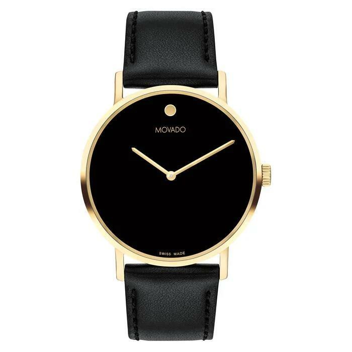 Movado Signature Quartz Black Dial Mens Watch 0607591
