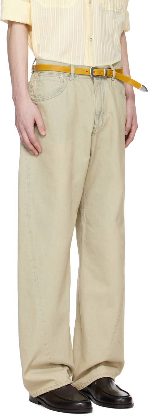 AFTER PRAY Beige Slash Jeans