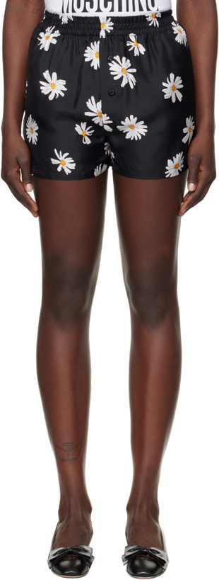 Photo: Moschino Black All Over Daisy Print Shorts