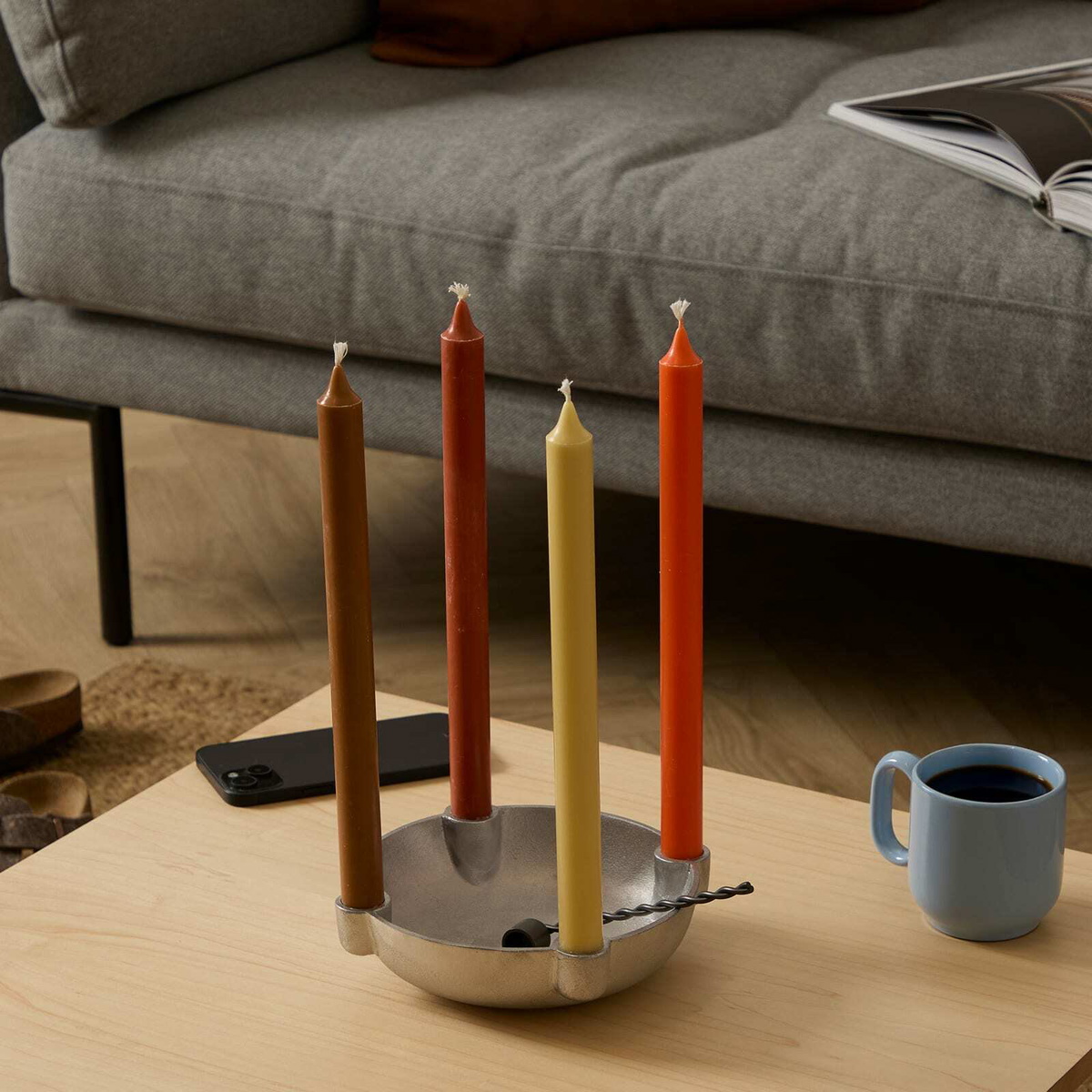 ferm LIVING Bowl Candle Holder - Medium in Aluminium 