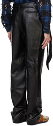 Juntae Kim Black Layered Belt Faux-Leather Trousers