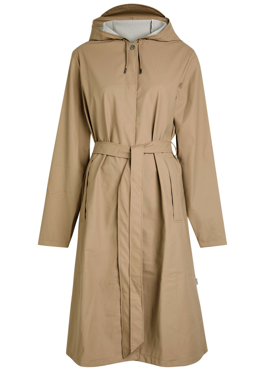 Rains Hooded Coated Shell Jacket Beige