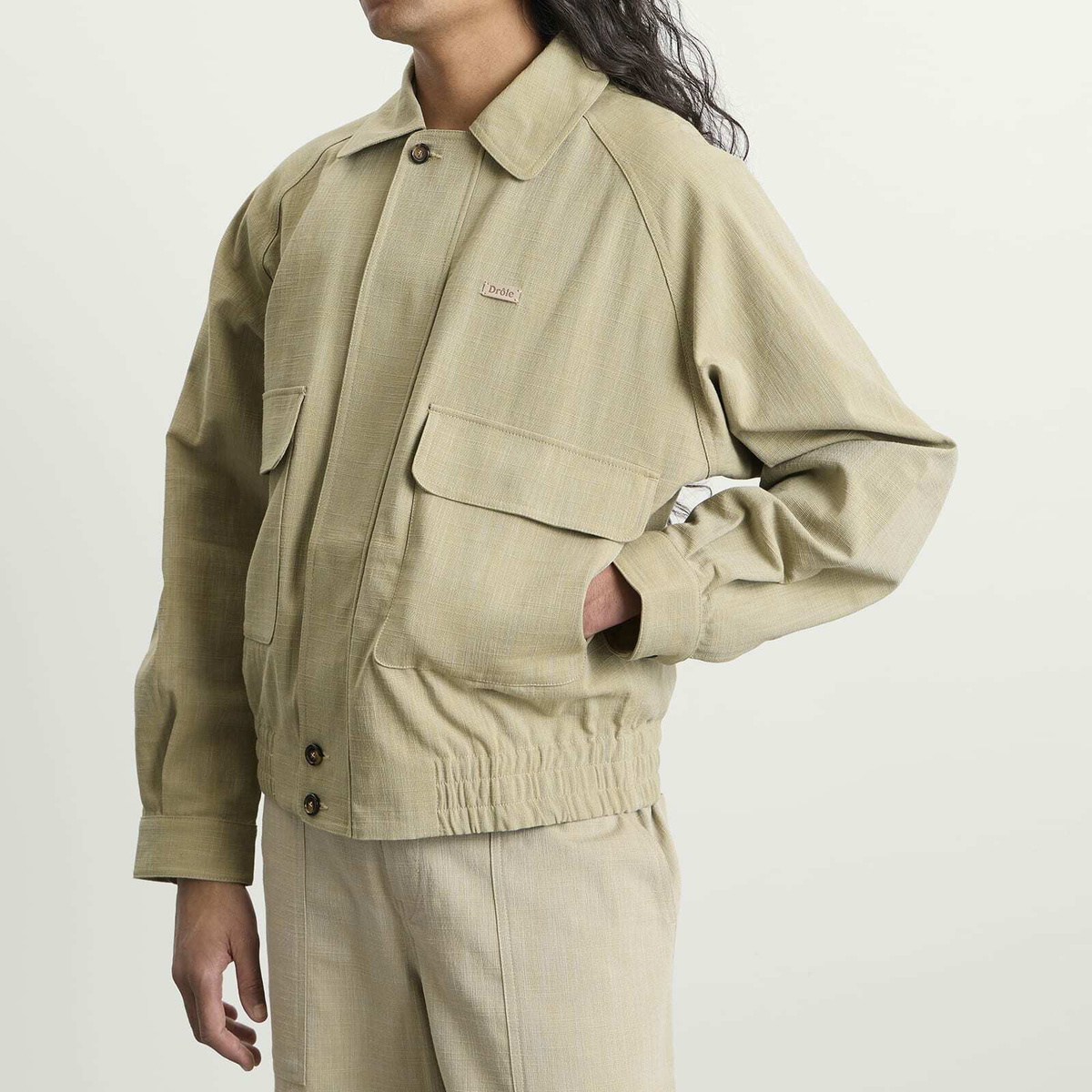 Drôle de Monsieur Men's Cotton Raglan Jacket in Kaki