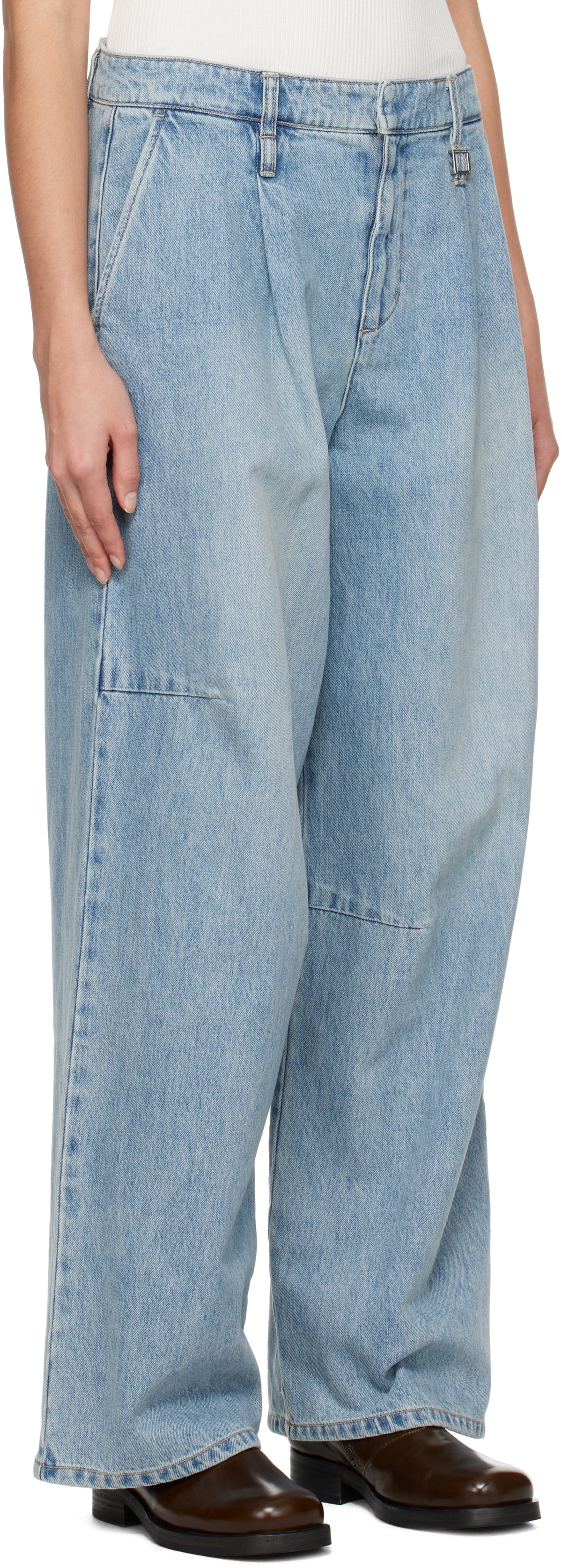 WOOYOUNGMI Blue One-Tuck Wide Jeans