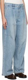 WOOYOUNGMI Blue One-Tuck Wide Jeans
