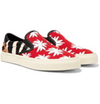 AMIRI - Leather-Trimmed Panelled Calf Hair and Canvas Slip-On Sneakers - Red