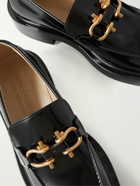 Bottega Veneta - Horsebit Glossed-Leather Loafers - Black
