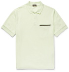 Berluti - Leather-Trimmed Cotton and Mulberry Silk-Blend Piqué Polo Shirt - Men - Mint