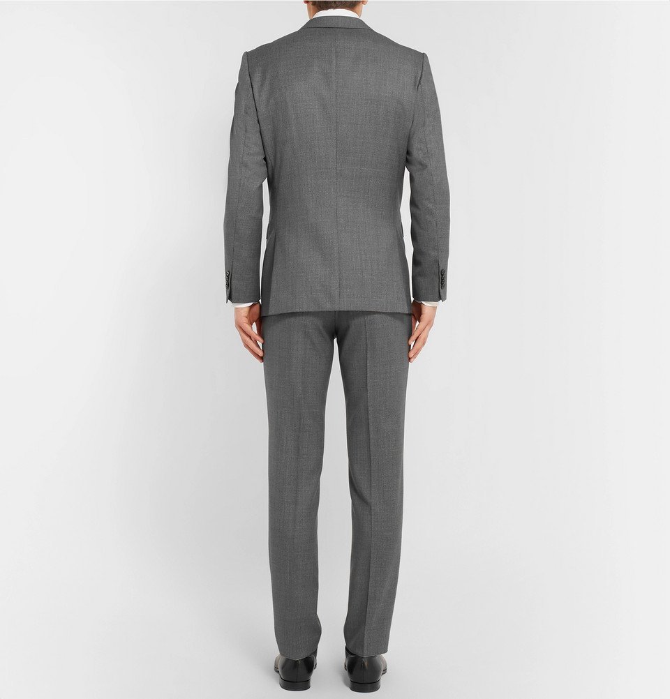 Hugo Boss Grey Novan/Ben SlimFit Mélange Super 120s Virgin Wool Suit