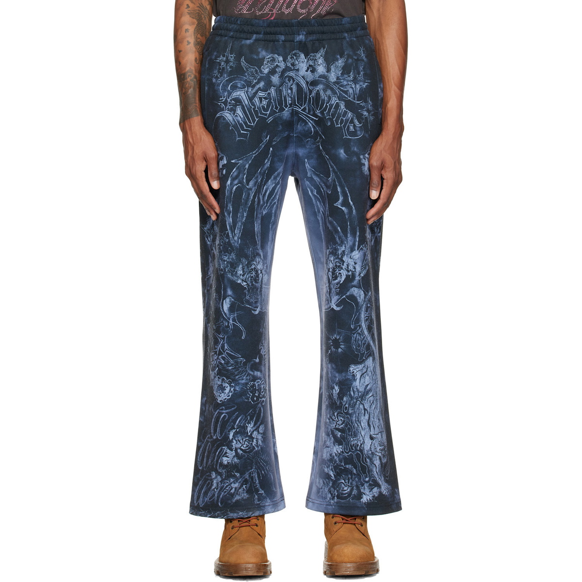 We11done Gray Tattoo Printed Sweatpants